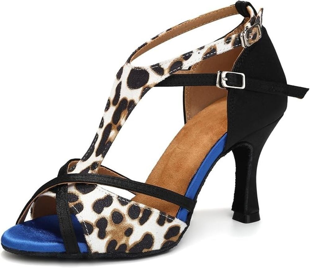 NEW Women's Latin Ballroom Dance Shoes T-Strap Salsa Dance Heel 3 1/3 Inch, 5.5